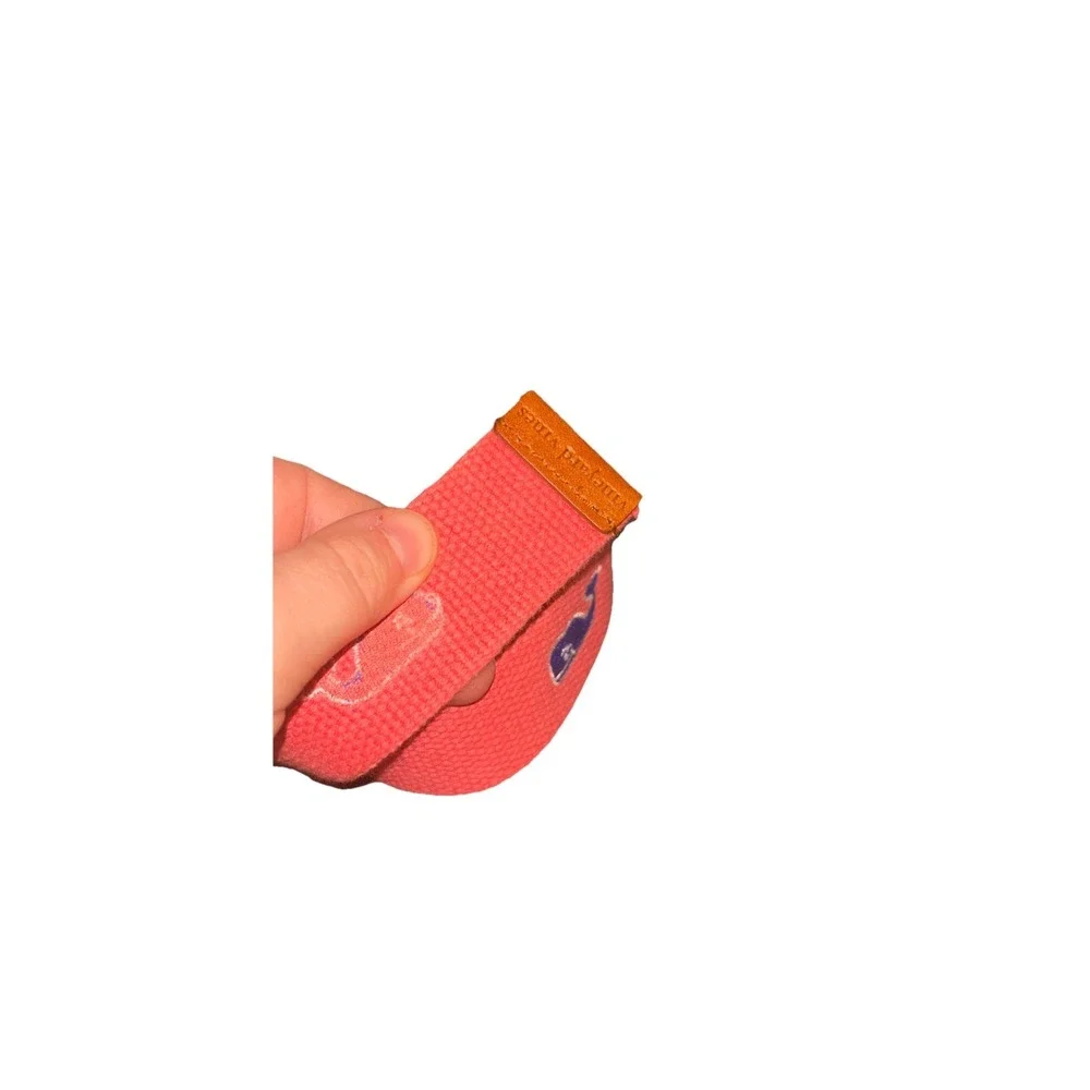 Vineyard Vines Kids Small Canvas D-Ring Belt Pink Coral Blue Whale Logo